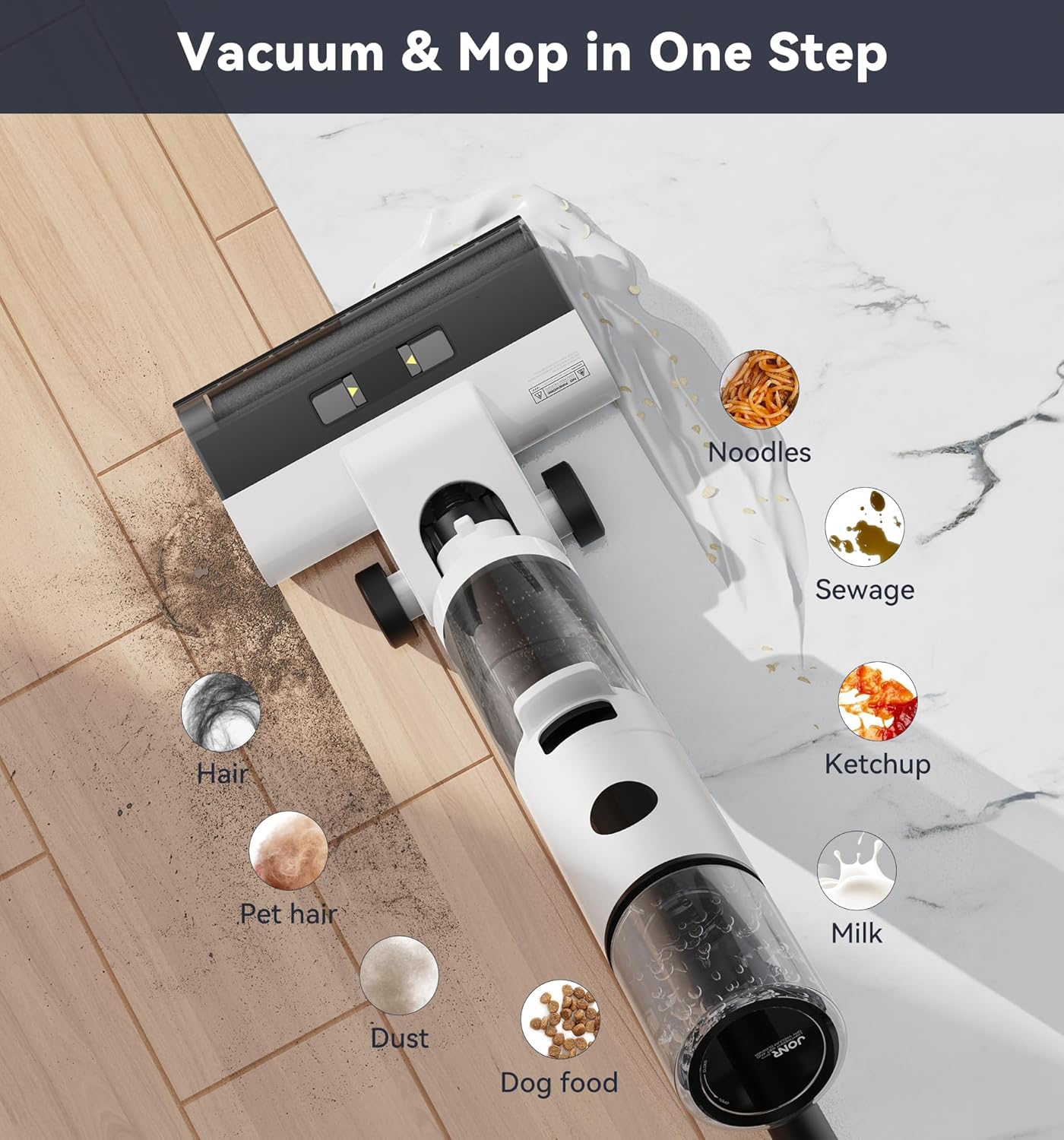 ED12 Wet Dry Vacuum Cleaner,Cordless Floor Cleaning Suitable for Combination of Hard Floor Vacuum Cleaner and Mop,one click self-cleaning,0.1 inch Edge Cleaning,Easy to Clean Dust,Spills,Pet Hair