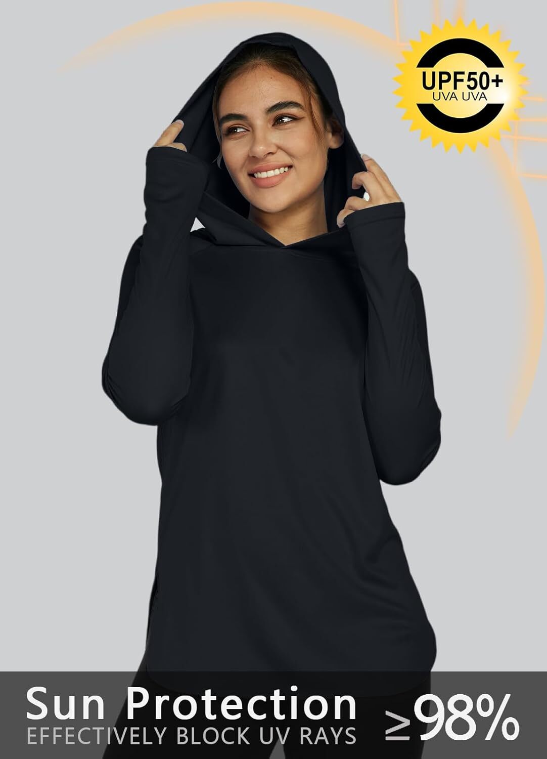 Women's Sun Protection Shirt UPF 50+ Long Sleeve Hoodie UV SPF T-Shirts Rash Guard Hiking Quick Dry Lightweight