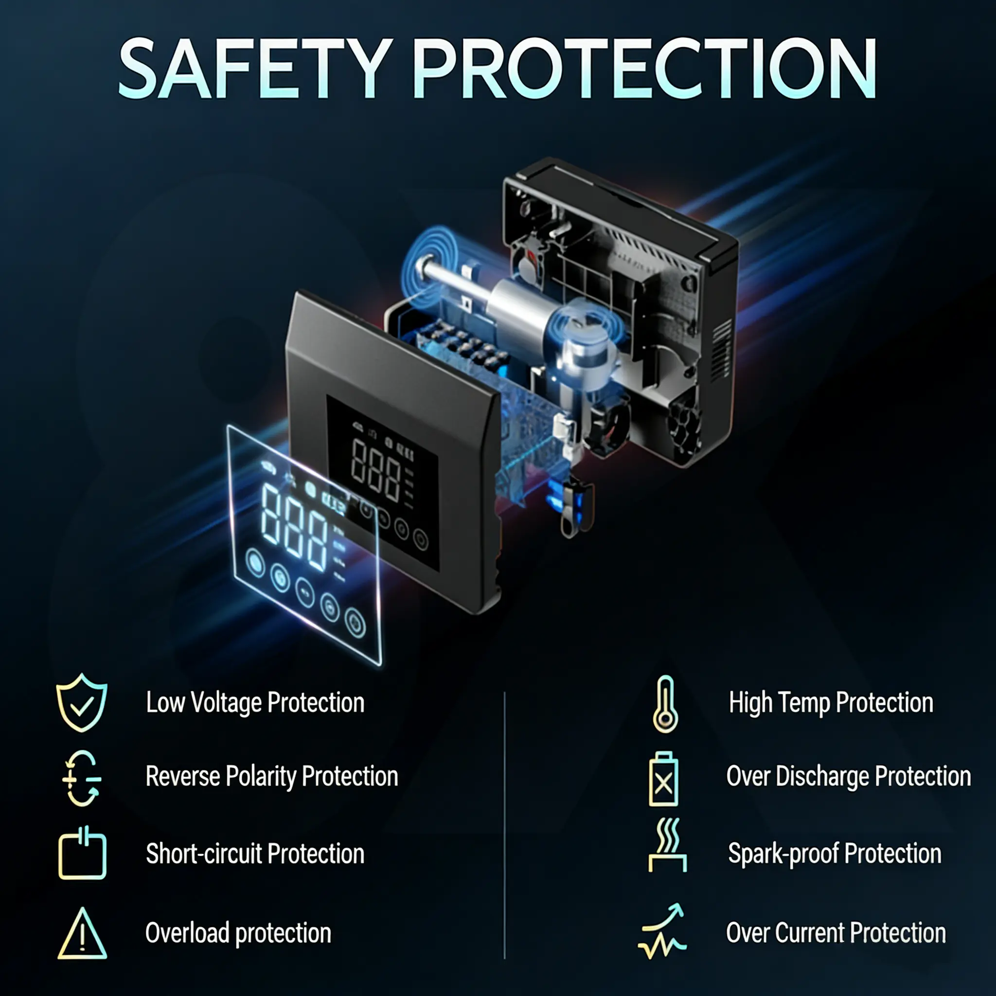 【Hieha】Father's Day Gift Upgraded Portable Car Jump Starter, 4000A Car Battery Jump Starter with 150PSI Tire Inflator, 12V Car Battery Jump Starter, 15000mAh Power Bank, with LED Light，Motherboard and Cooling Upgrade
