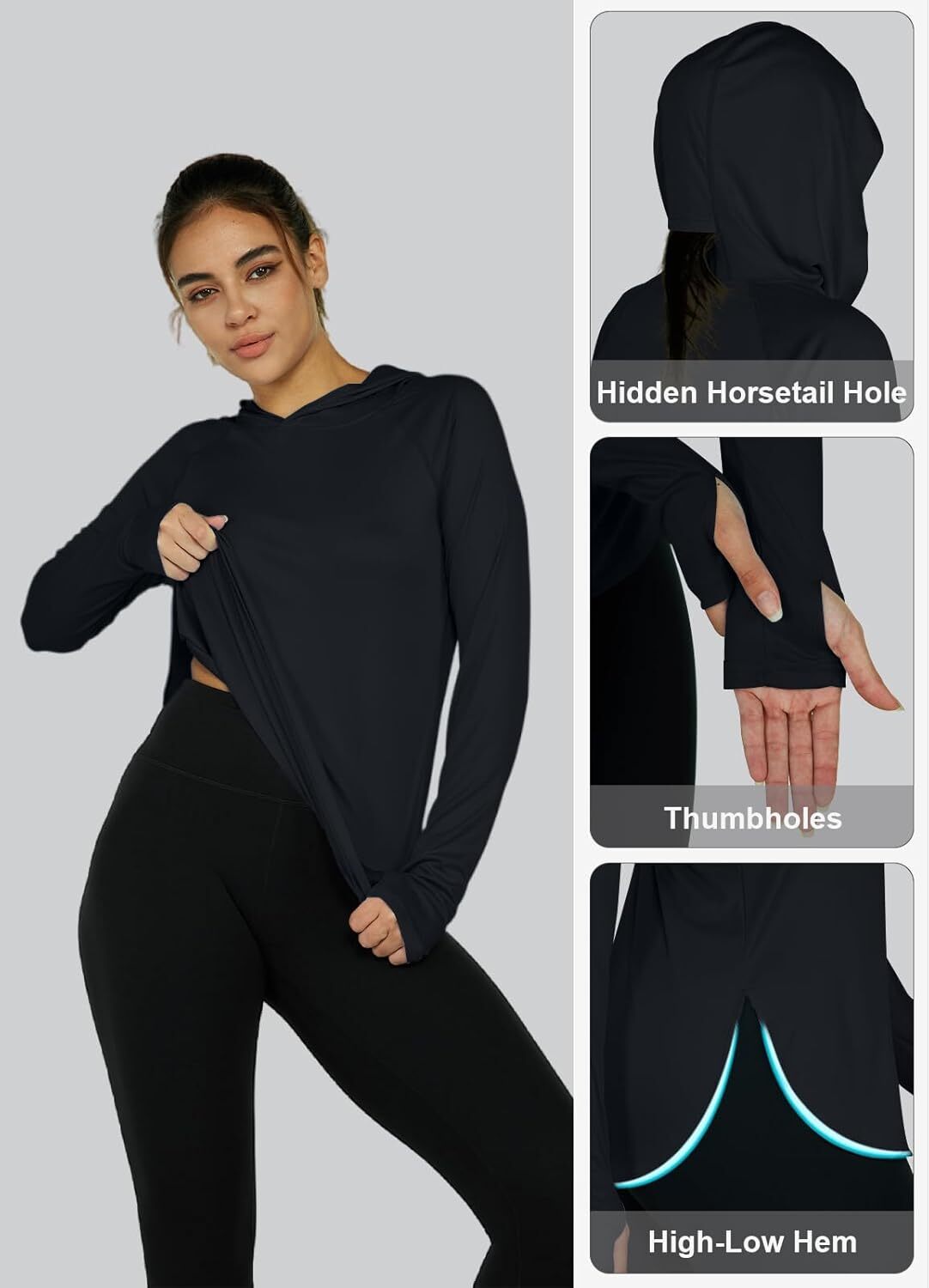 Women's Sun Protection Shirt UPF 50+ Long Sleeve Hoodie UV SPF T-Shirts Rash Guard Hiking Quick Dry Lightweight