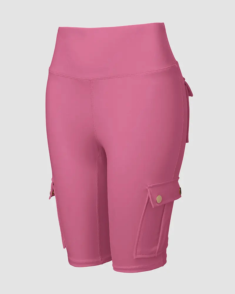 ⚡Tummy Control Butt Lifting Active Shorts High Waist Flap Pocket Workout Bermuda Cargo Running Shorts