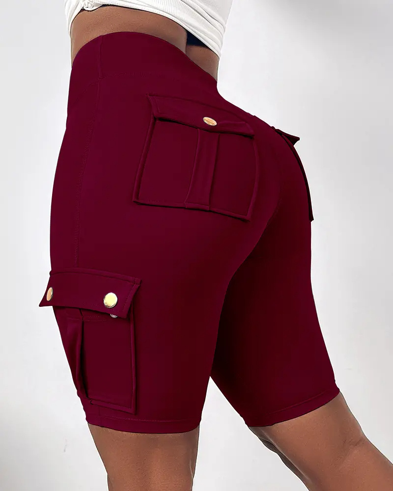 ⚡Tummy Control Butt Lifting Active Shorts High Waist Flap Pocket Workout Bermuda Cargo Running Shorts