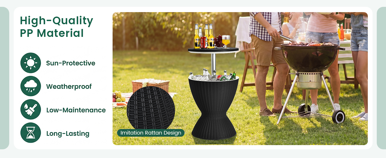 Rattan Patio Bar Table