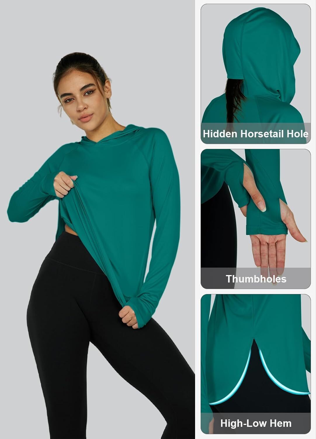 Women's Sun Protection Shirt UPF 50+ Long Sleeve Hoodie UV SPF T-Shirts Rash Guard Hiking Quick Dry Lightweight