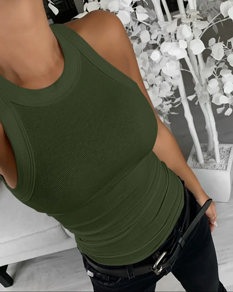 [🎁Summer Clearance Sale] O-Neck Sleeveless Basic Slim Fit Skinny Tank Casual Top