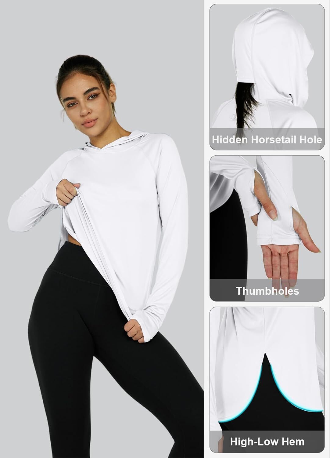 Women's Sun Protection Shirt UPF 50+ Long Sleeve Hoodie UV SPF T-Shirts Rash Guard Hiking Quick Dry Lightweight