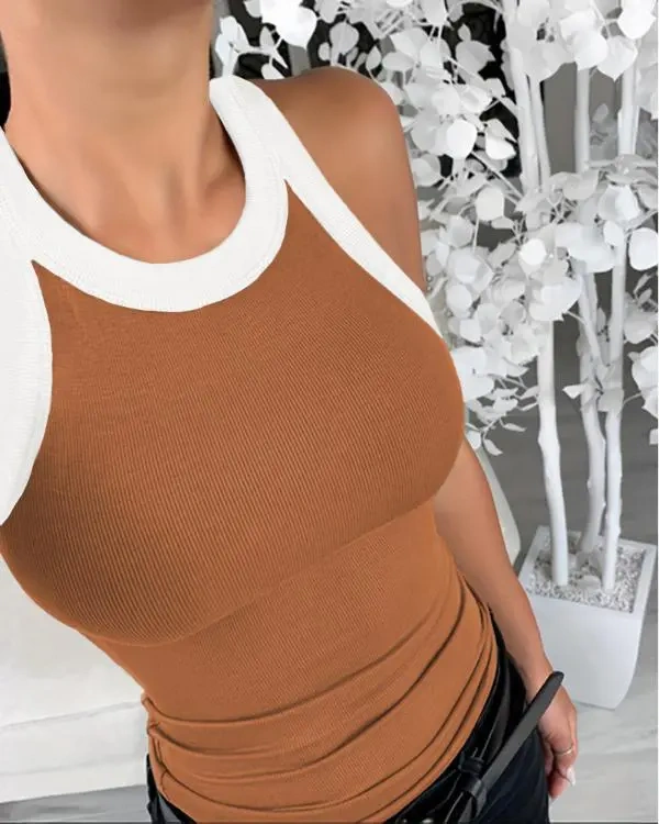 [🎁Summer Clearance Sale] O-Neck Sleeveless Basic Slim Fit Skinny Tank Casual Top