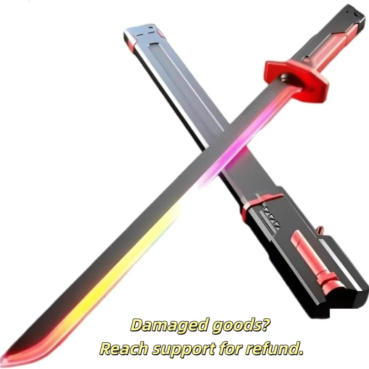 SparkBlade Samurai LED Lightsaber Toy Cyberpunk Katana - 29" Light-Up PropforCosplay, Raves & Festivals RGB swords for kids, Gift summervibes Party Birthday