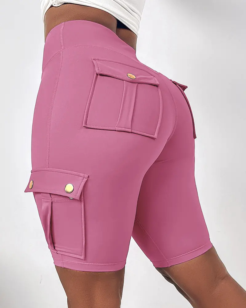 ⚡Tummy Control Butt Lifting Active Shorts High Waist Flap Pocket Workout Bermuda Cargo Running Shorts