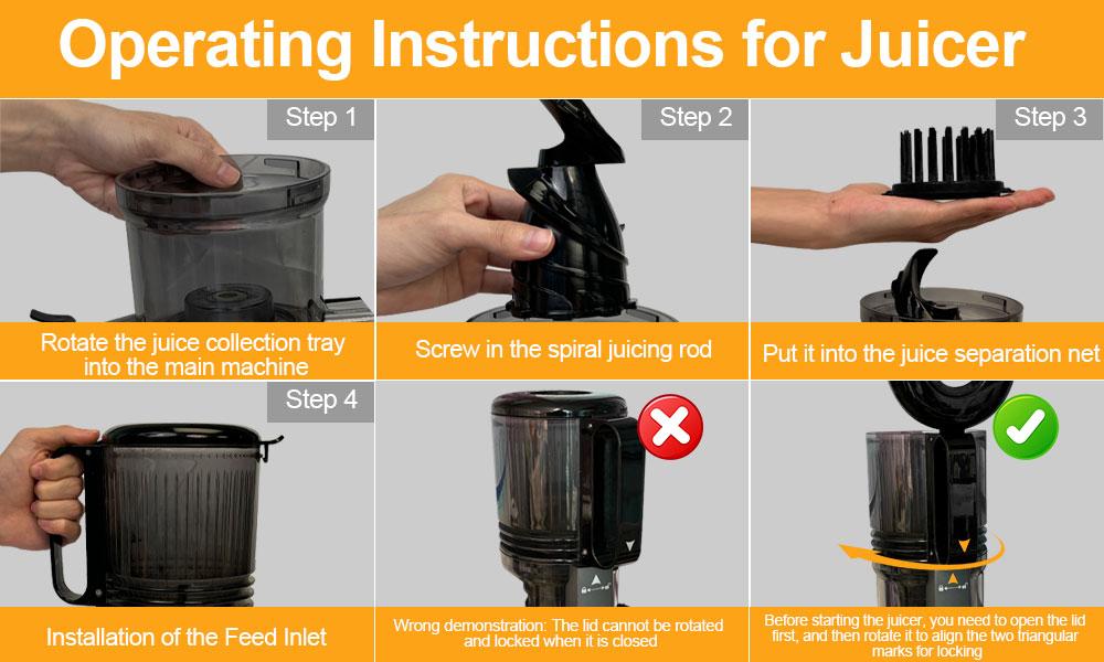 SPZTJK Cold Press Juicer with 5.3" Large Feed Chute 300W Professional Slow Masticating Juicer for Whole Vegetables & Fruits  Auto Pulp Separation, Quiet Motor  Easy to Clean for Batch Juicing