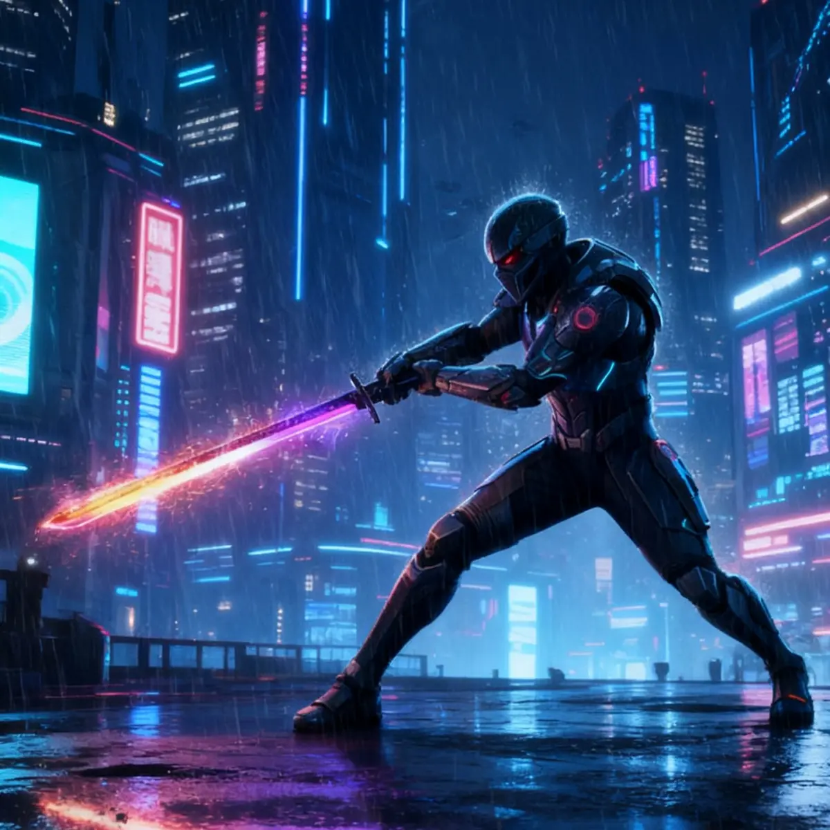 SparkBlade Samurai LED Lightsaber Toy Cyberpunk Katana - 29" Light-Up PropforCosplay, Raves & Festivals RGB swords for kids, Gift summervibes Party Birthday
