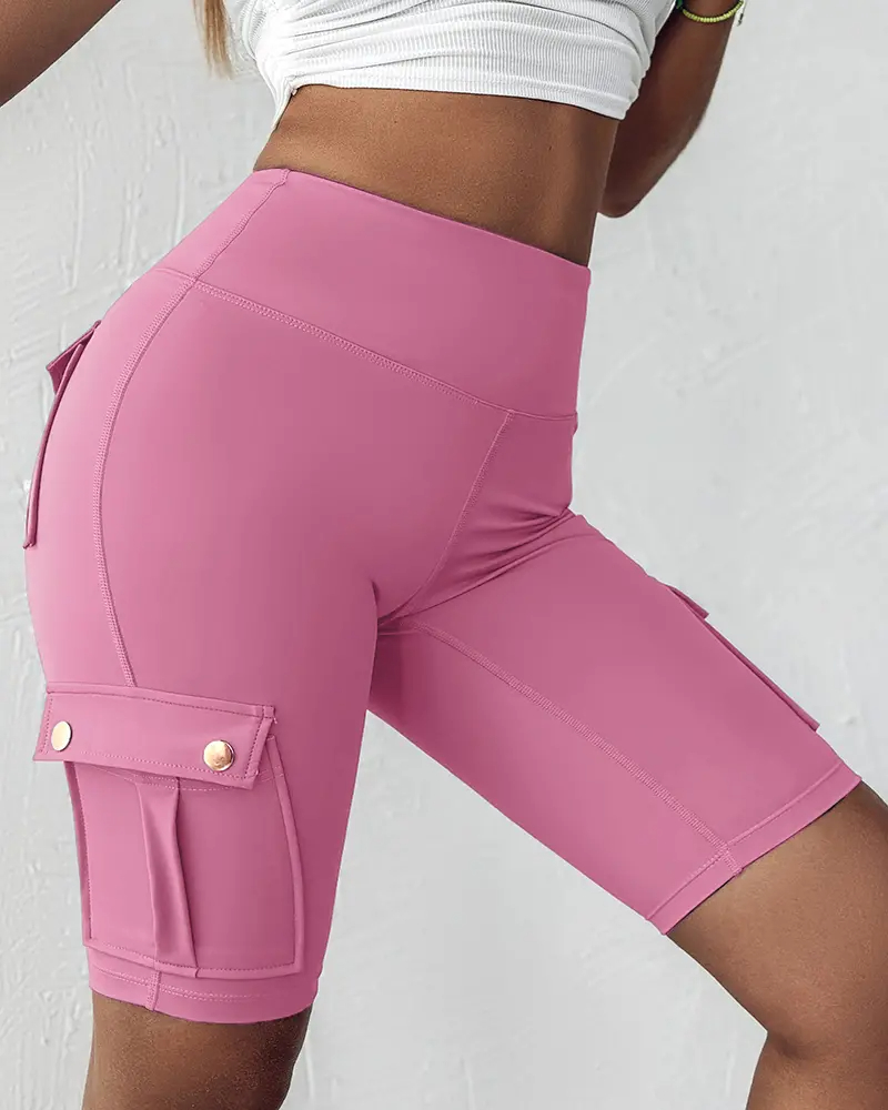 ⚡Tummy Control Butt Lifting Active Shorts High Waist Flap Pocket Workout Bermuda Cargo Running Shorts