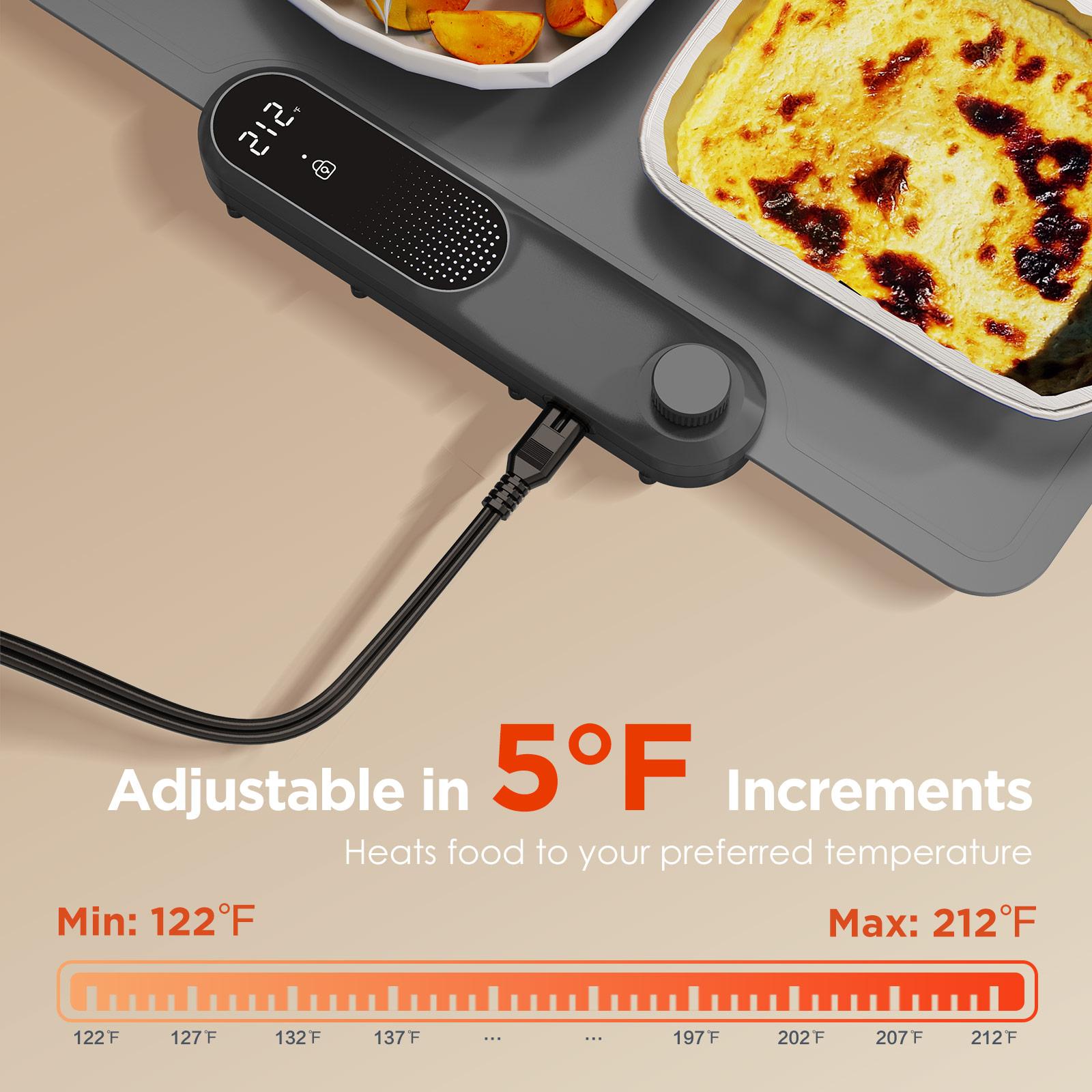 FEPPO Food Warming Mat, Food Warmers for Parties Buffet, Fast Full-Surface Heating Mat for Food with 19 Level Adjustable Temperature and 6 Hours Timer, Roll Up Food Warmer #Summervibes