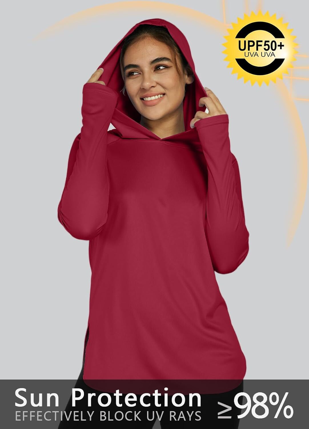 Women's Sun Protection Shirt UPF 50+ Long Sleeve Hoodie UV SPF T-Shirts Rash Guard Hiking Quick Dry Lightweight