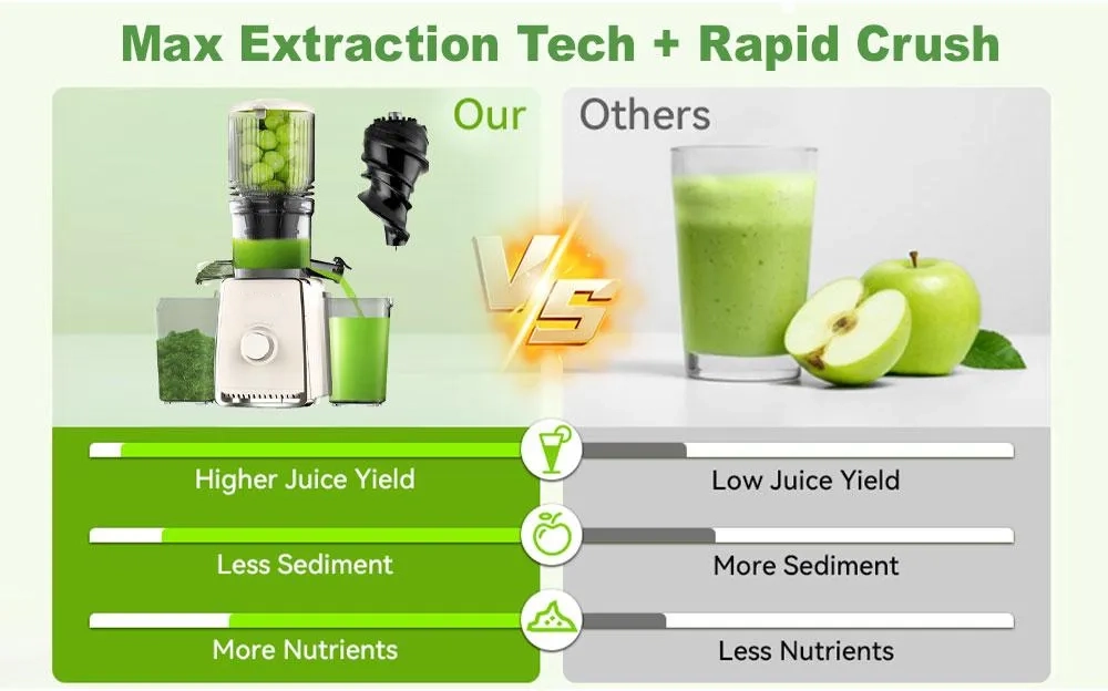 SPZTJK Cold Press Juicer with 5.3" Large Feed Chute 300W Professional Slow Masticating Juicer for Whole Vegetables & Fruits  Auto Pulp Separation, Quiet Motor  Easy to Clean for Batch Juicing