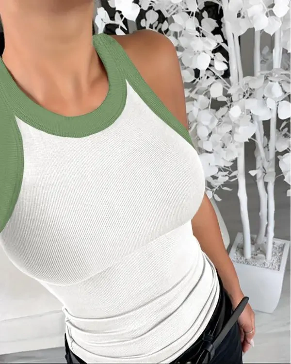 [🎁Summer Clearance Sale] O-Neck Sleeveless Basic Slim Fit Skinny Tank Casual Top