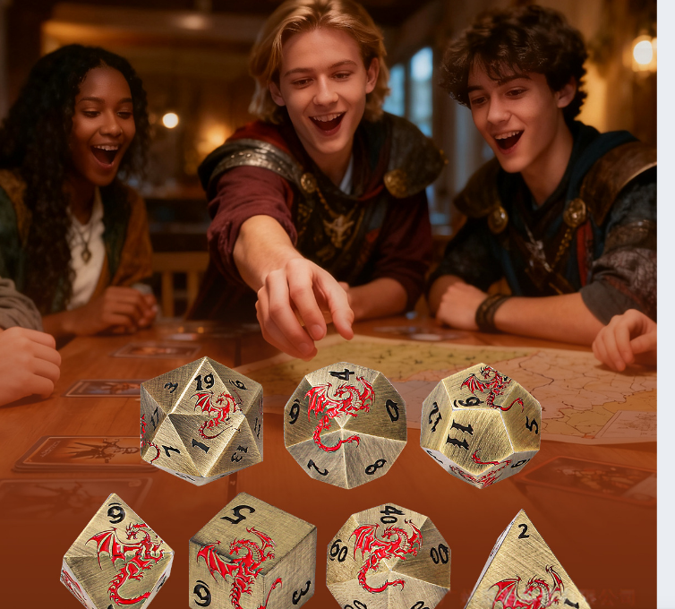 New 6-color alloy polyhedron DND dice set for Dungeons & Dragons role-playing game, metal dice