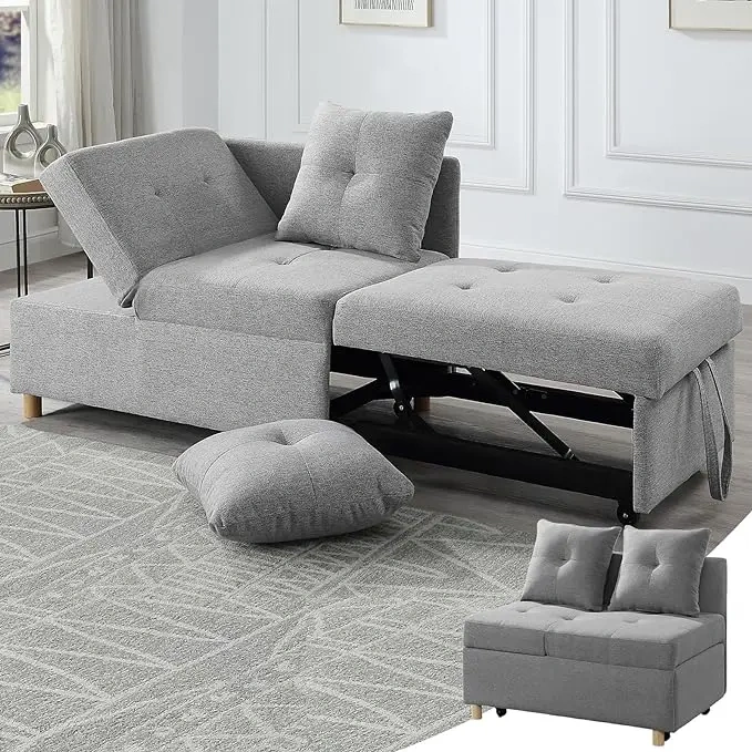 Sofá cama convertible 3 en 1, sofá cama extraíble con respaldo ajustable en 3 niveles