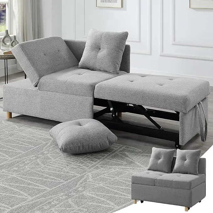 Sofá cama convertible 3 en 1, sofá cama extraíble con respaldo ajustable en 3 niveles
