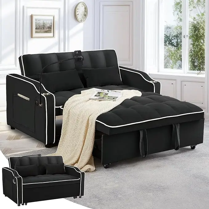 Sofá cama convertible 3 en 1, sofá cama extraíble con respaldo ajustable en 3 niveles