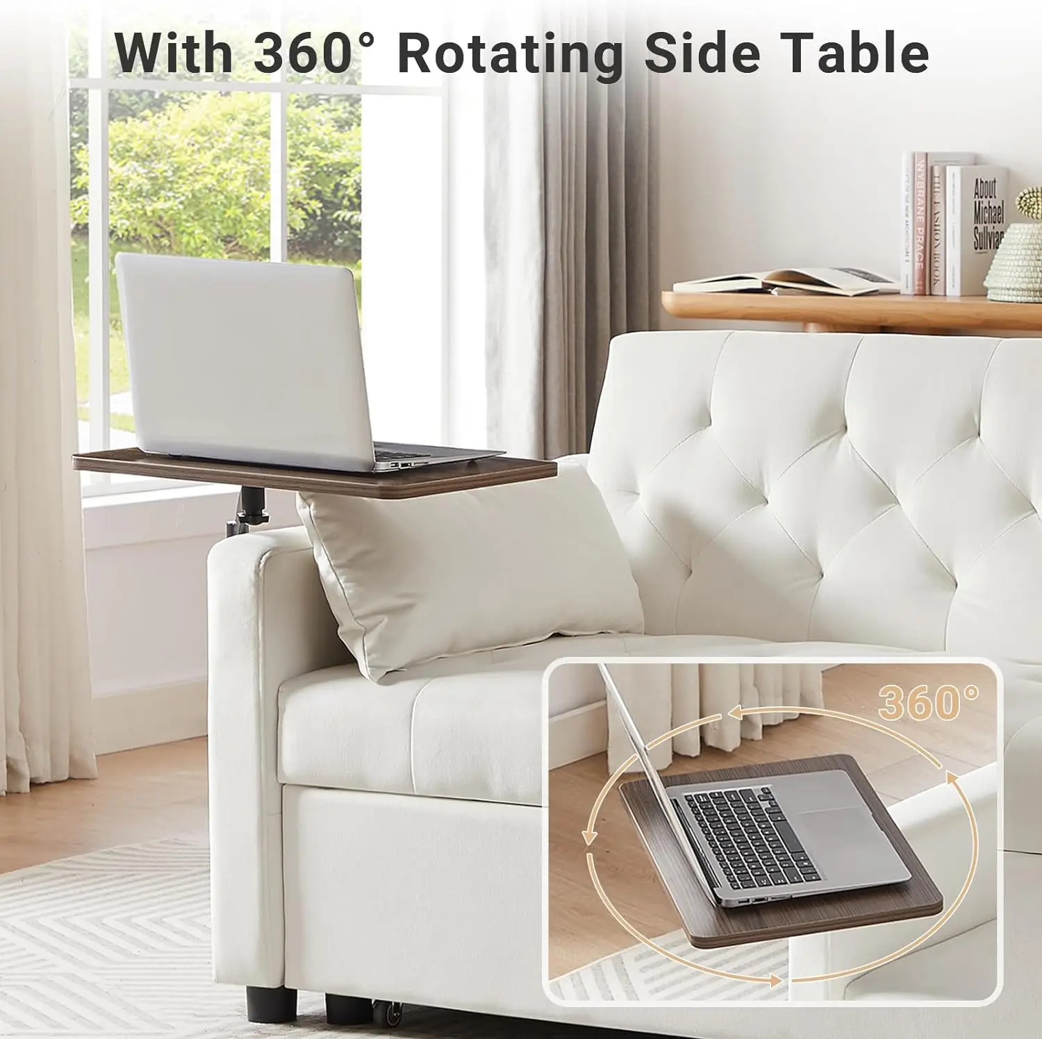 Sofá cama convertible 3 en 1, sofá cama extraíble con respaldo ajustable en 3 niveles