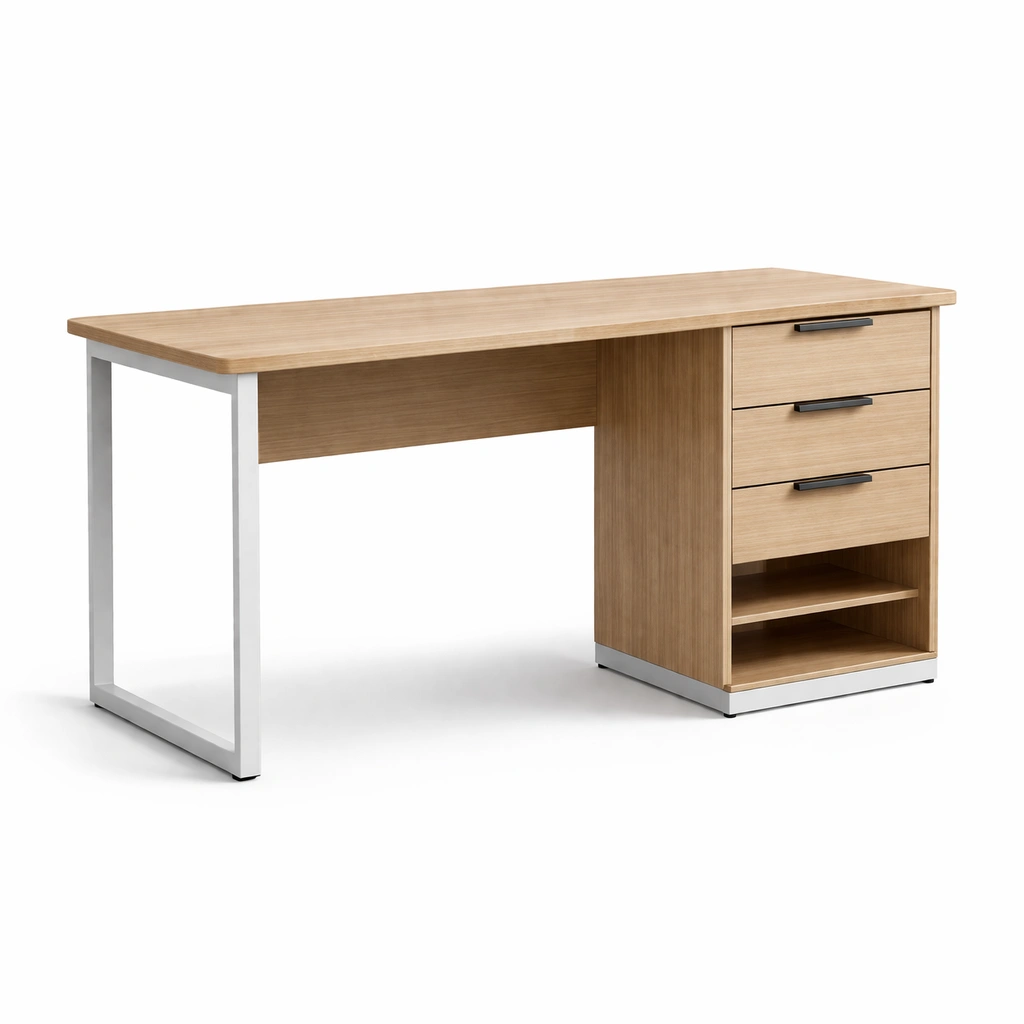 Escritorio de Madera con Estructura de Metal y Cajones-Roomnora