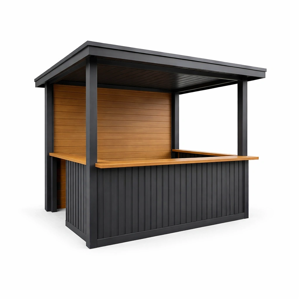 Bar de jardín de aluminio y madera para exterior-Roomnora