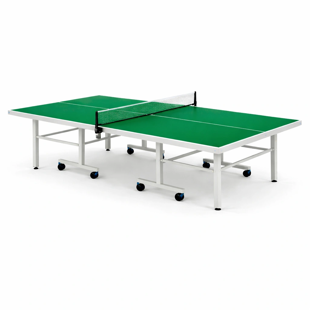 Mesa de ping-pong de mdf con ruedas y red verde-Roomnora