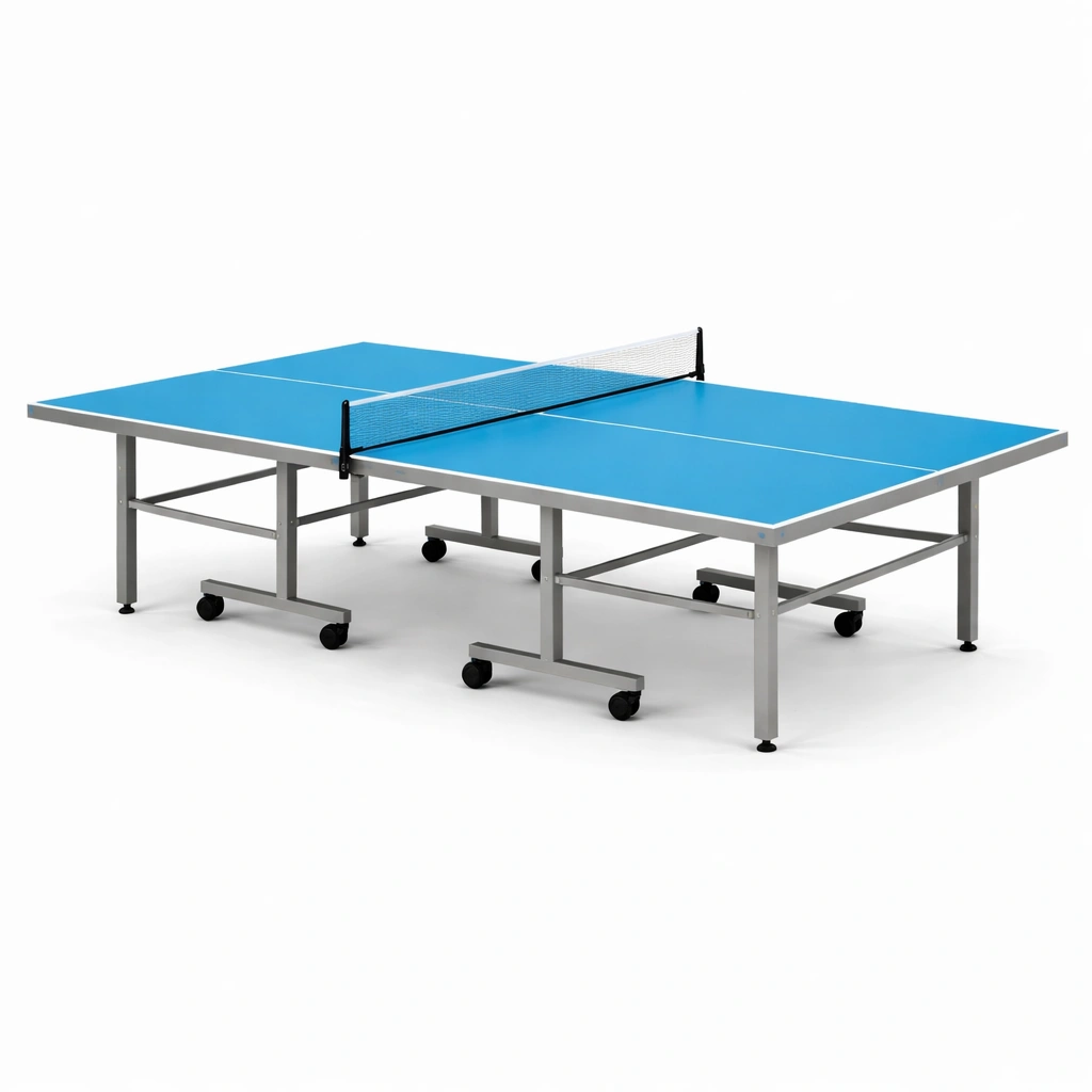 Mesa de ping-pong de mdf y acero azul con red-Roomnora