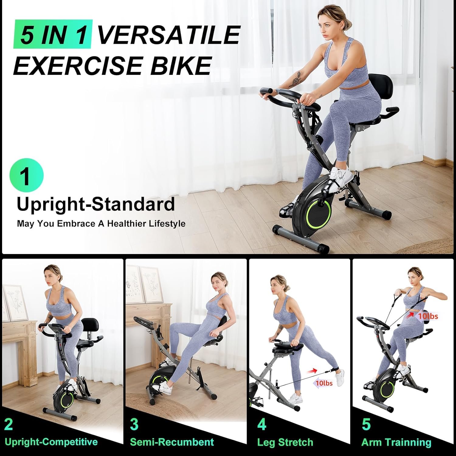 USLIM Foldable Exercise Bike Stationary Bikes