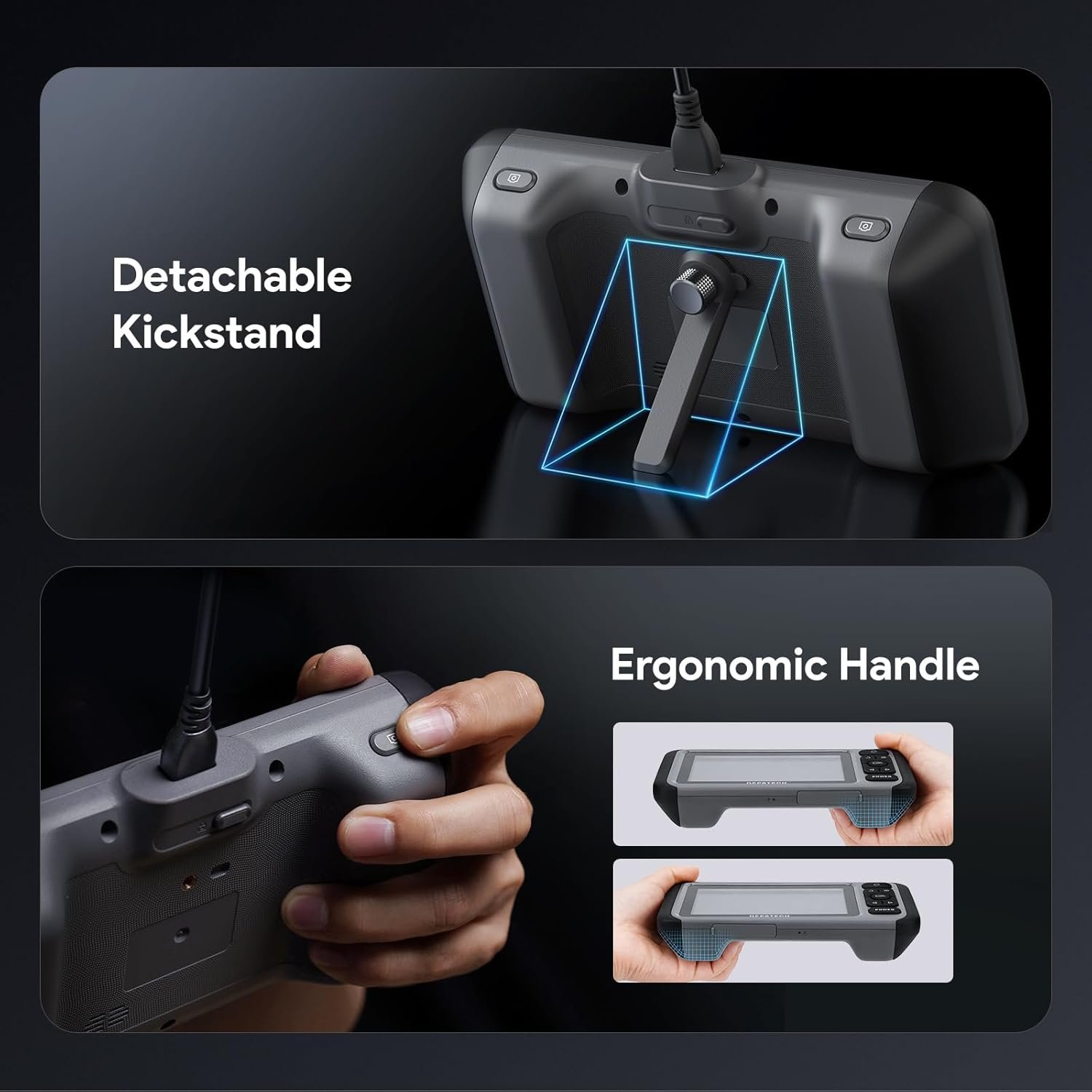 DEPSTECH Triple Lens Endoscope Camera with Light,Audio Record,5'' IPS Display