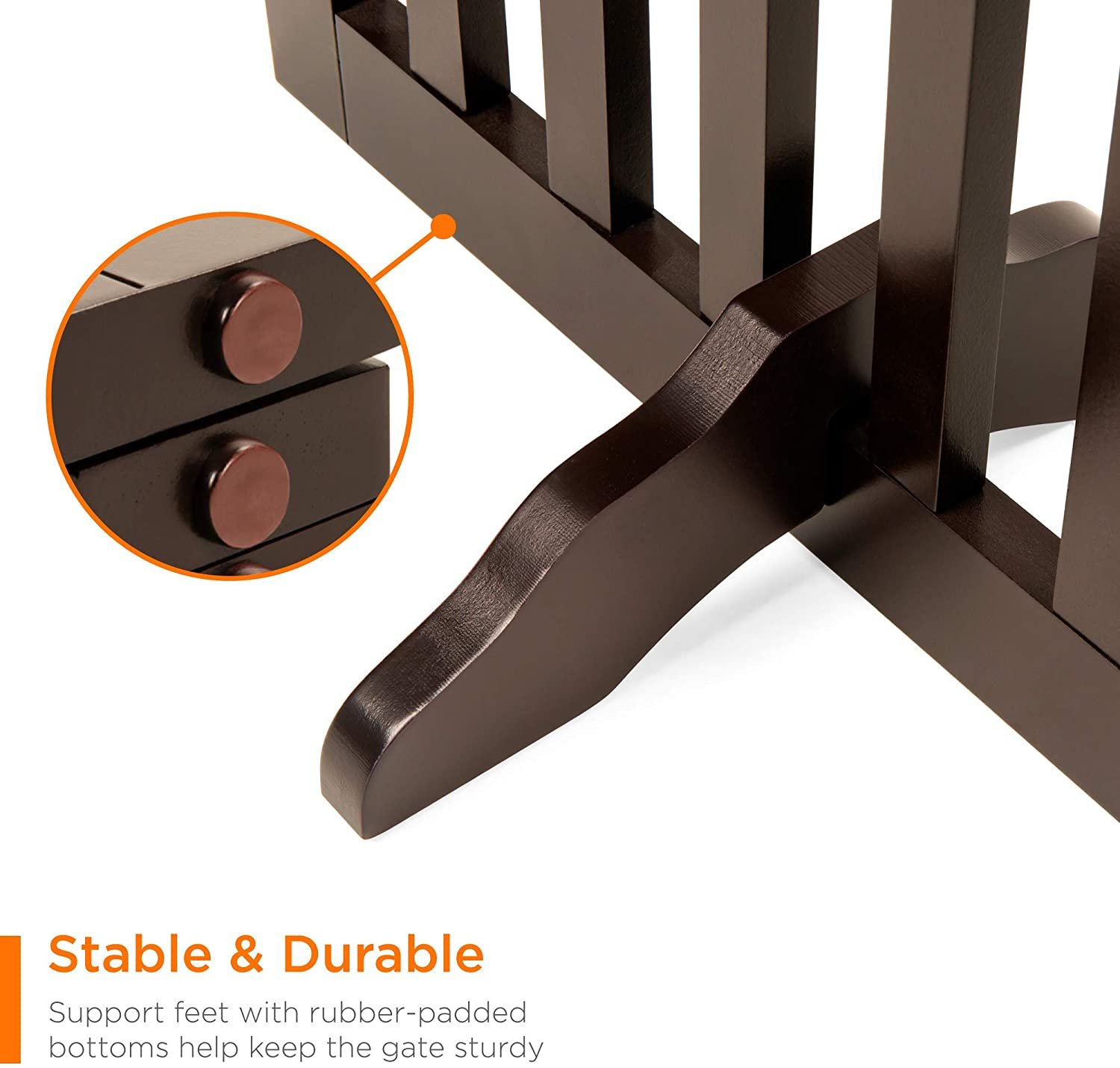 3-Panel Freestanding Wooden Pet Gate w/Walk Through Door