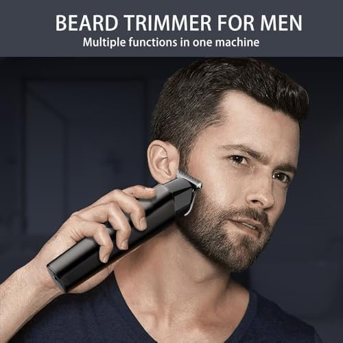 Beard Trimmer for Men - 5 in 1 Kit Electric Razor,Nose Hair Trimmer with LED Display,Cordless Mustache Body Face Grooming Kit,Waterproof Rechargeable Beard Shaver