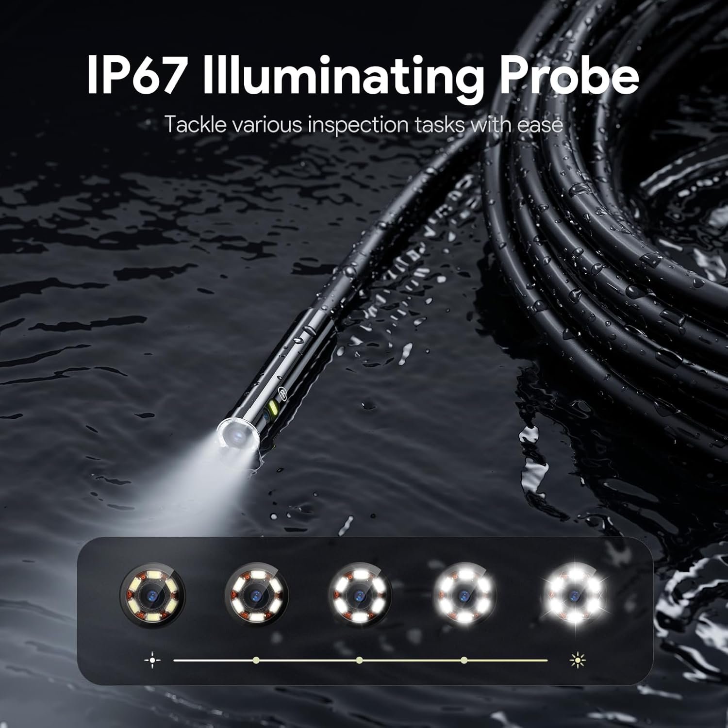 DEPSTECH Triple Lens Endoscope Camera with Light,Audio Record,5'' IPS Display