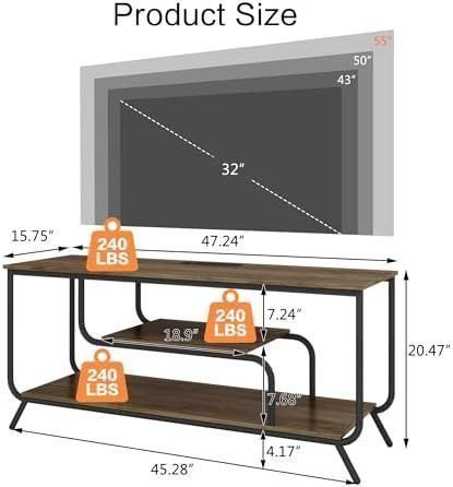 LOPOO Organize Your Media with TV Stand with Power Outlets, LED Lights, &amp; Ample Storage for TVs Up to 55 inches