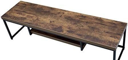 arsehhwe Modern Oak and Black Metal Finish TV Stand with Ample Storage, Accommodates Up to 60 Inch Flat Screen