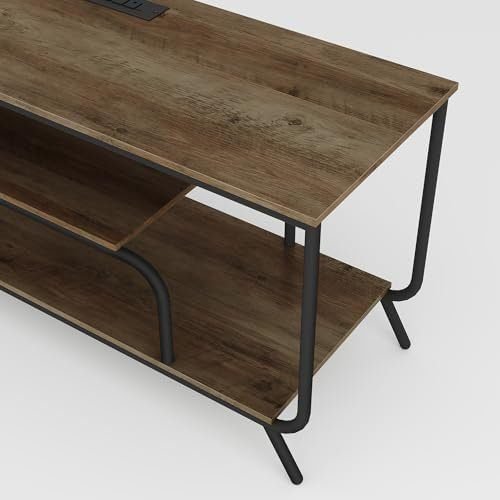 LOPOO Organize Your Media with TV Stand with Power Outlets, LED Lights, &amp; Ample Storage for TVs Up to 55 inches