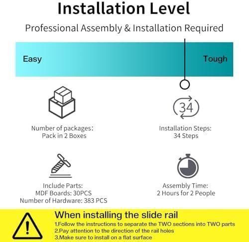 LUXOAK Murphy Bed with Charging Station, Queen Size Cabinet Bed with Large Storage Drawer for Home Office or Small Room