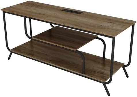 LOPOO Organize Your Media with TV Stand with Power Outlets, LED Lights, &amp; Ample Storage for TVs Up to 55 inches