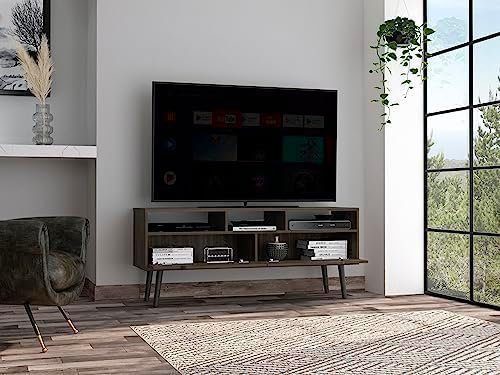 arsehhwe TV Stand with 2 Drawers and 3 Open Shelves, Accommodates TVs up to 60 inches