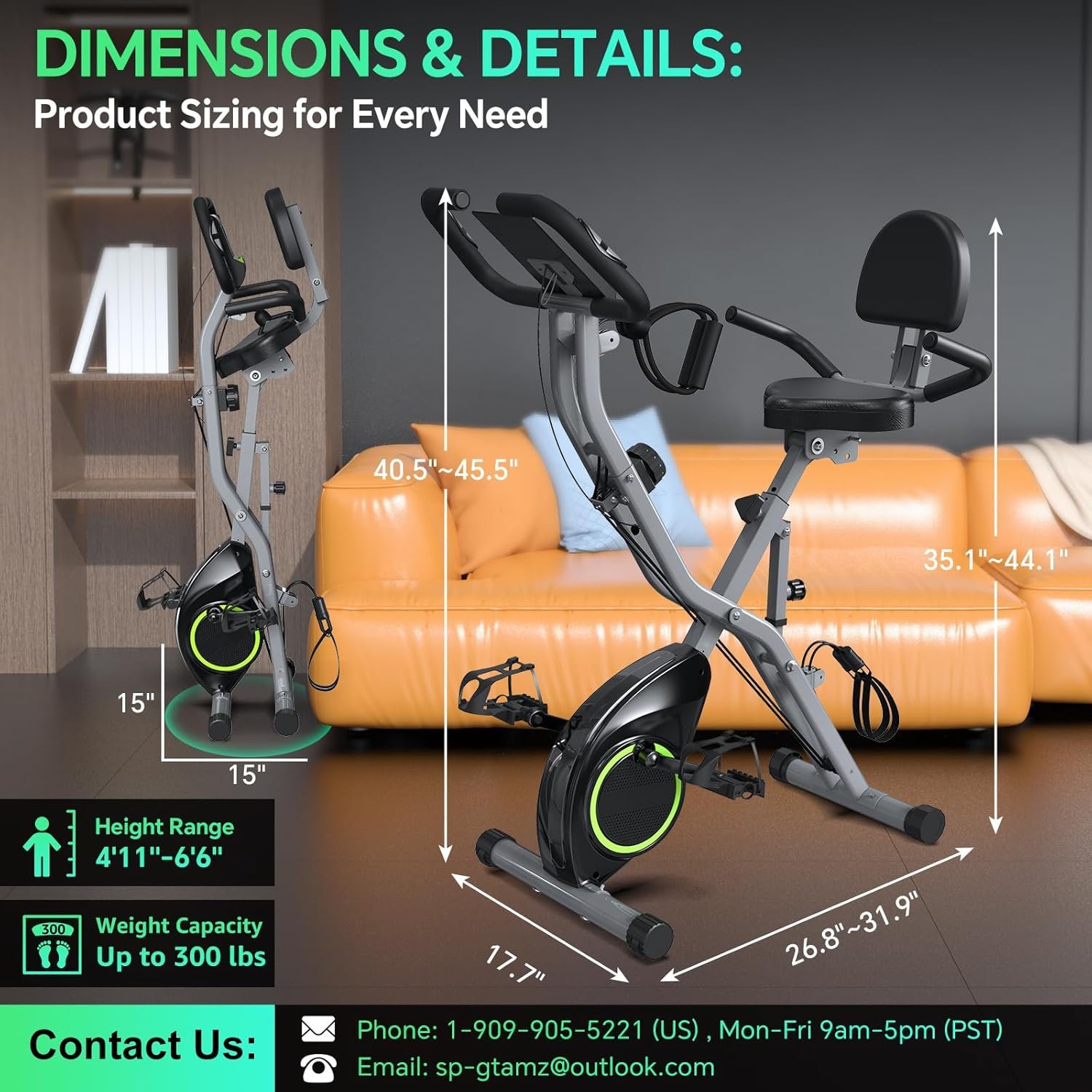 USLIM Foldable Exercise Bike Stationary Bikes