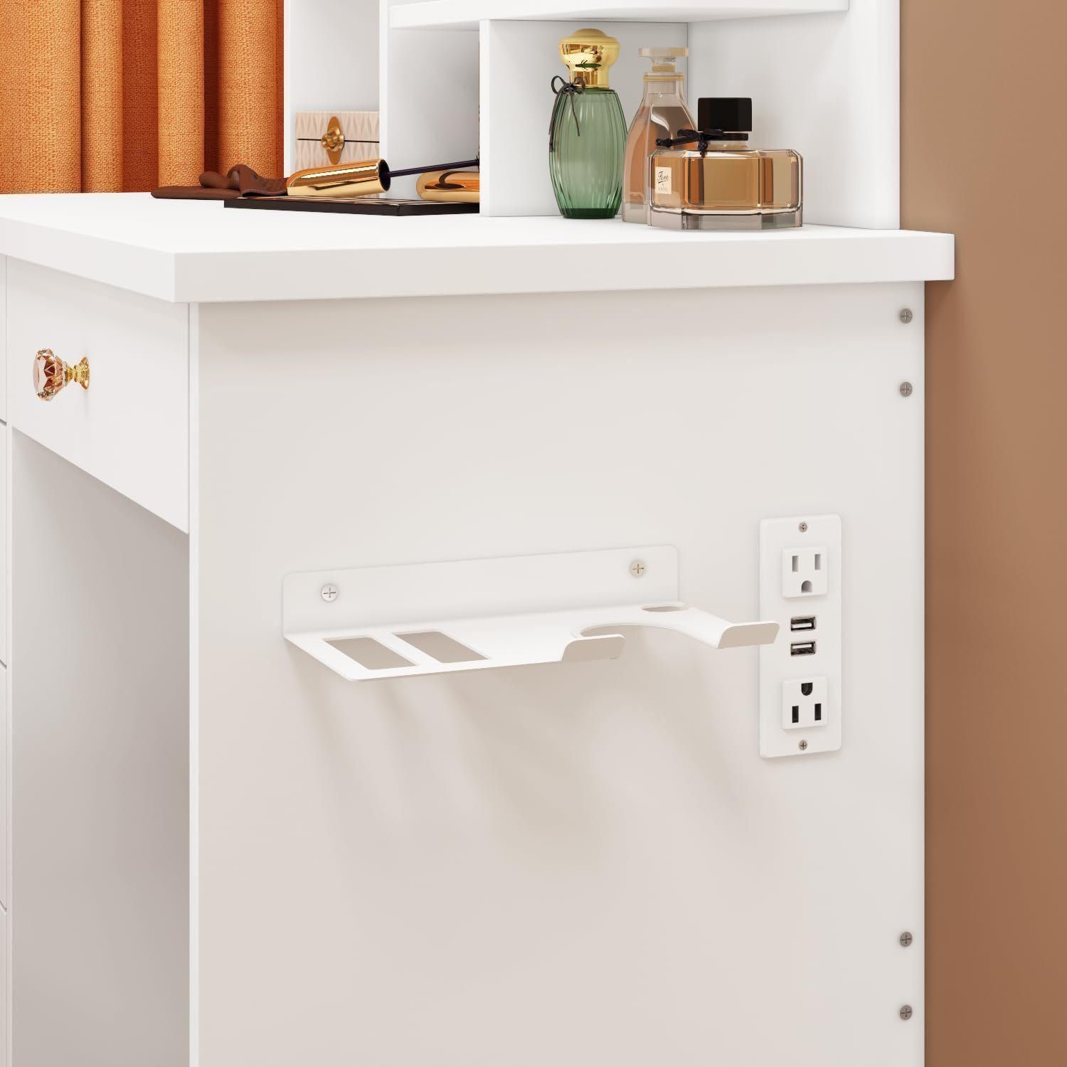 Vanity Set with Rectangular Mirror, Makeup Vanity Dressing Table with 5 Drawers