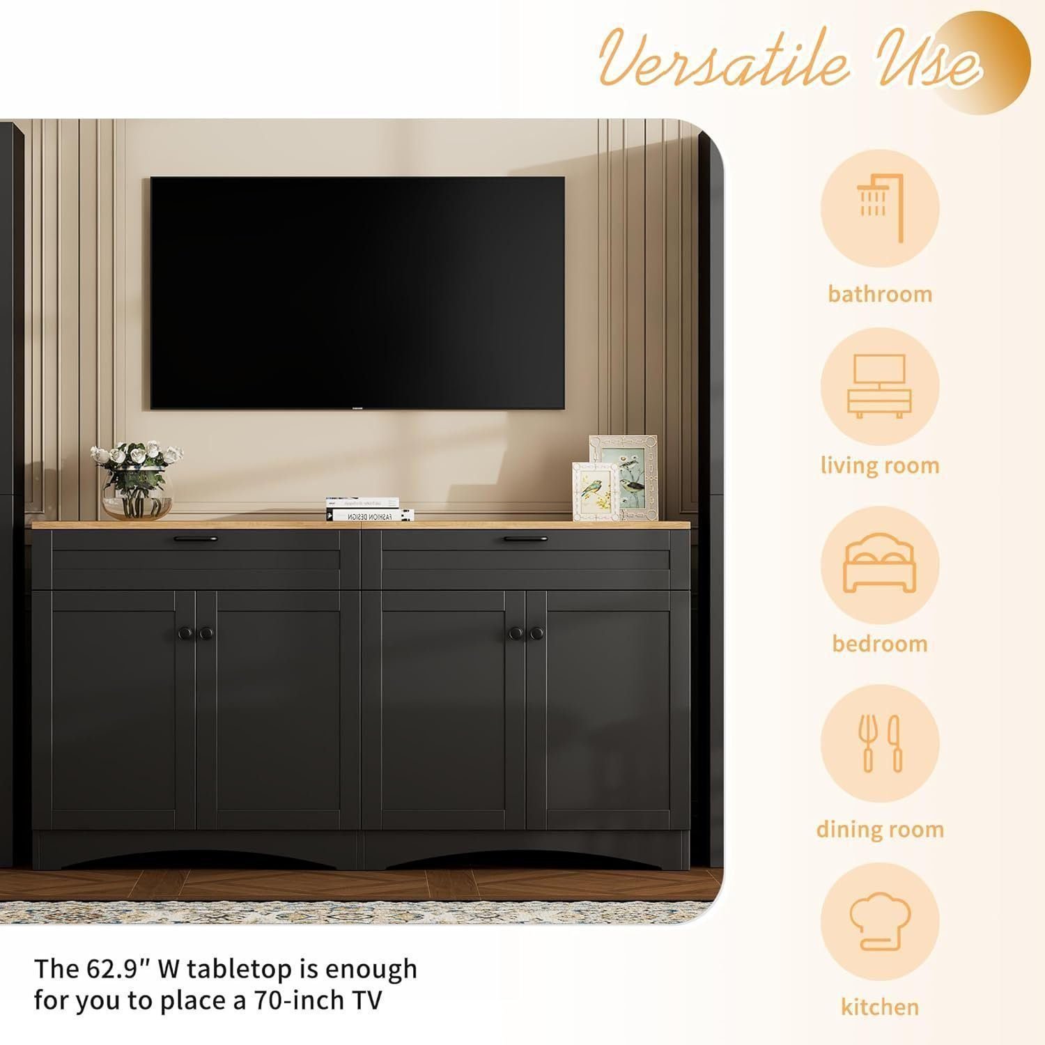 Charming Farmhouse TV Stand for Heartfelt Gatherings, Versatile Storage with Rustic Style