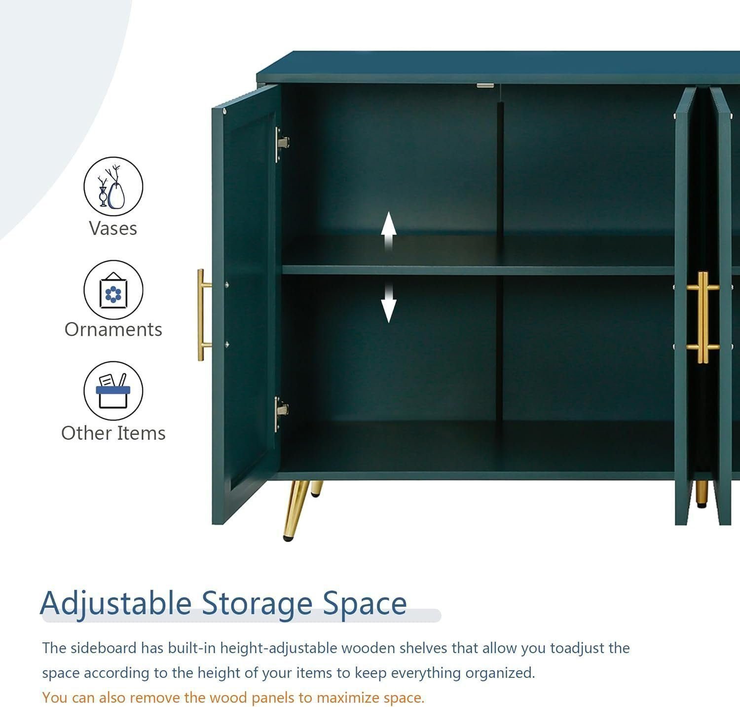 Elegant Wood TV Stand with Storage Cabinet for Stylish Living, Versatile Media Console with Adjustable Shelves