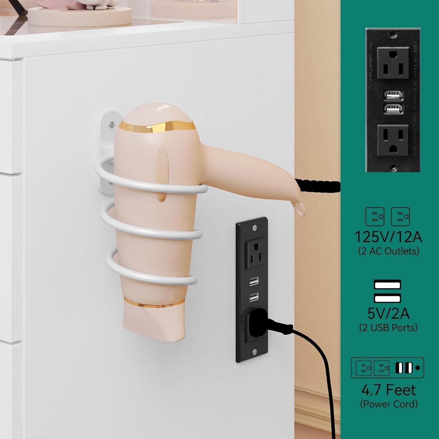 Makeup Vanity with Spacious LED-Lit Mirror Built-in Socket, Vanity Table with 11 Compartments and Magnifier