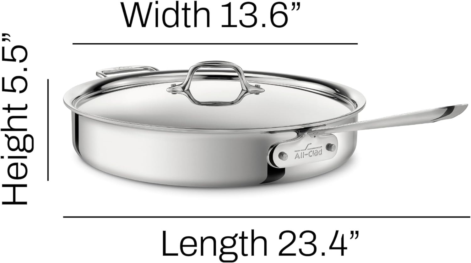 All-Clad D3 3-Ply Stainless Steel Saut?? Pan 6 Quart Induction Oven Broiler Safe 600F Pots and Pans,Cookware Silver