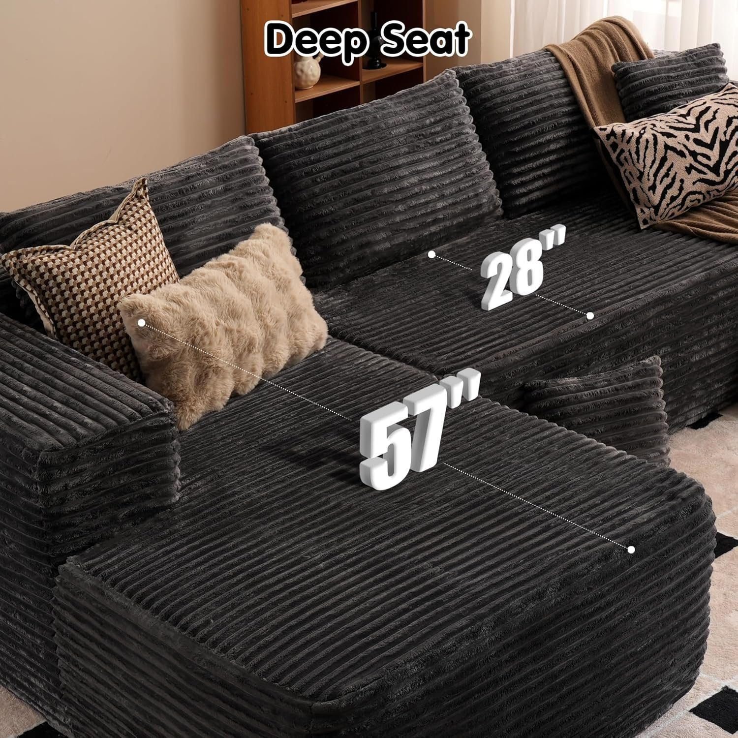 Cloud Sectional Couch with L-Shape Chaise,Modern Modular Sofa with Deep Seat