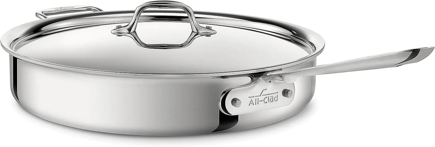 All-Clad D3 3-Ply Stainless Steel Saut?? Pan 6 Quart Induction Oven Broiler Safe 600F Pots and Pans,Cookware Silver