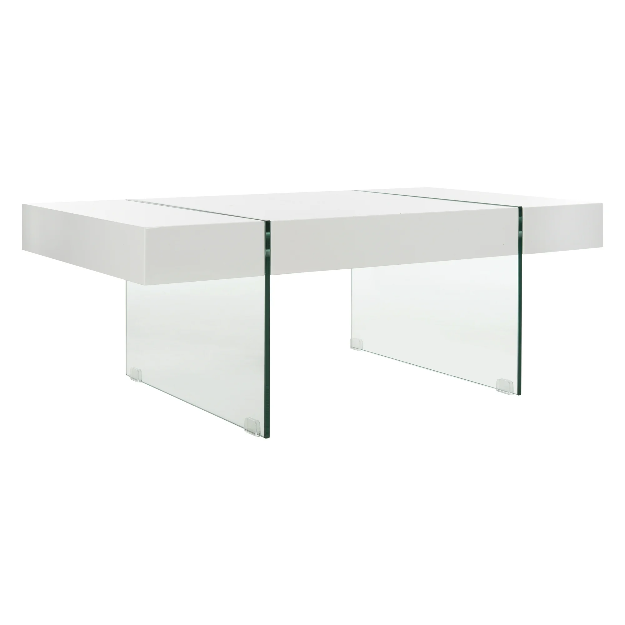 SAFAVIEH Jacob Rectangular Glass Leg Modern Coffee Table, White