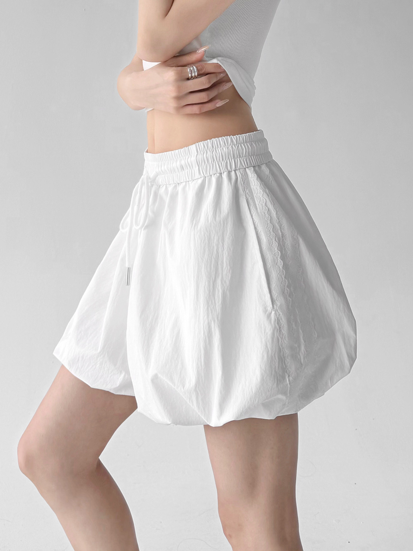 Sweet Cool High Waist Lace-Up Ruffle A-Line Mini Skirt